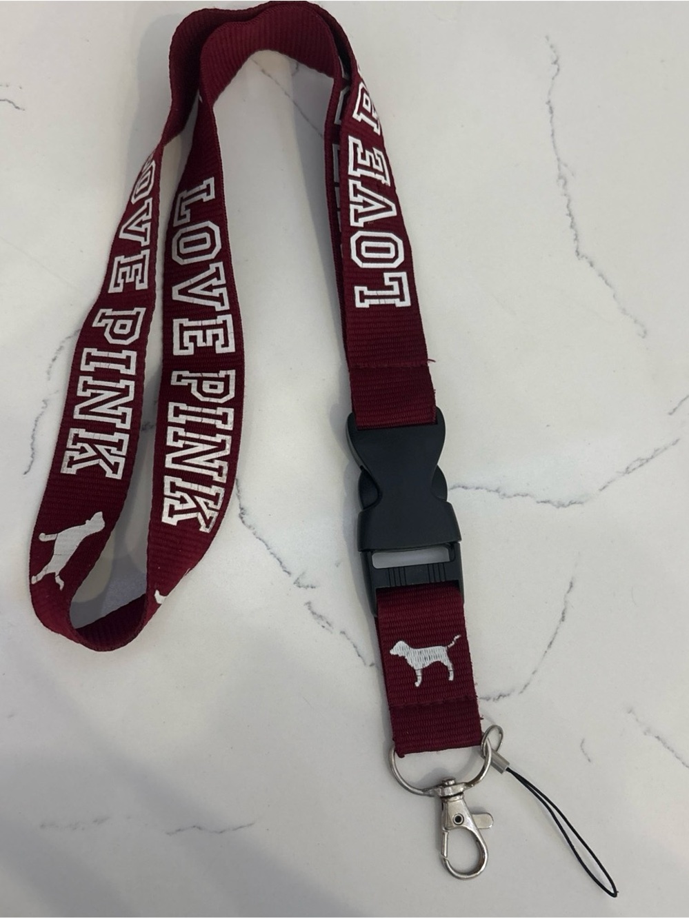 PINK Victoria's Secret Maroon 'LOVE PINK' Dog Lanyard